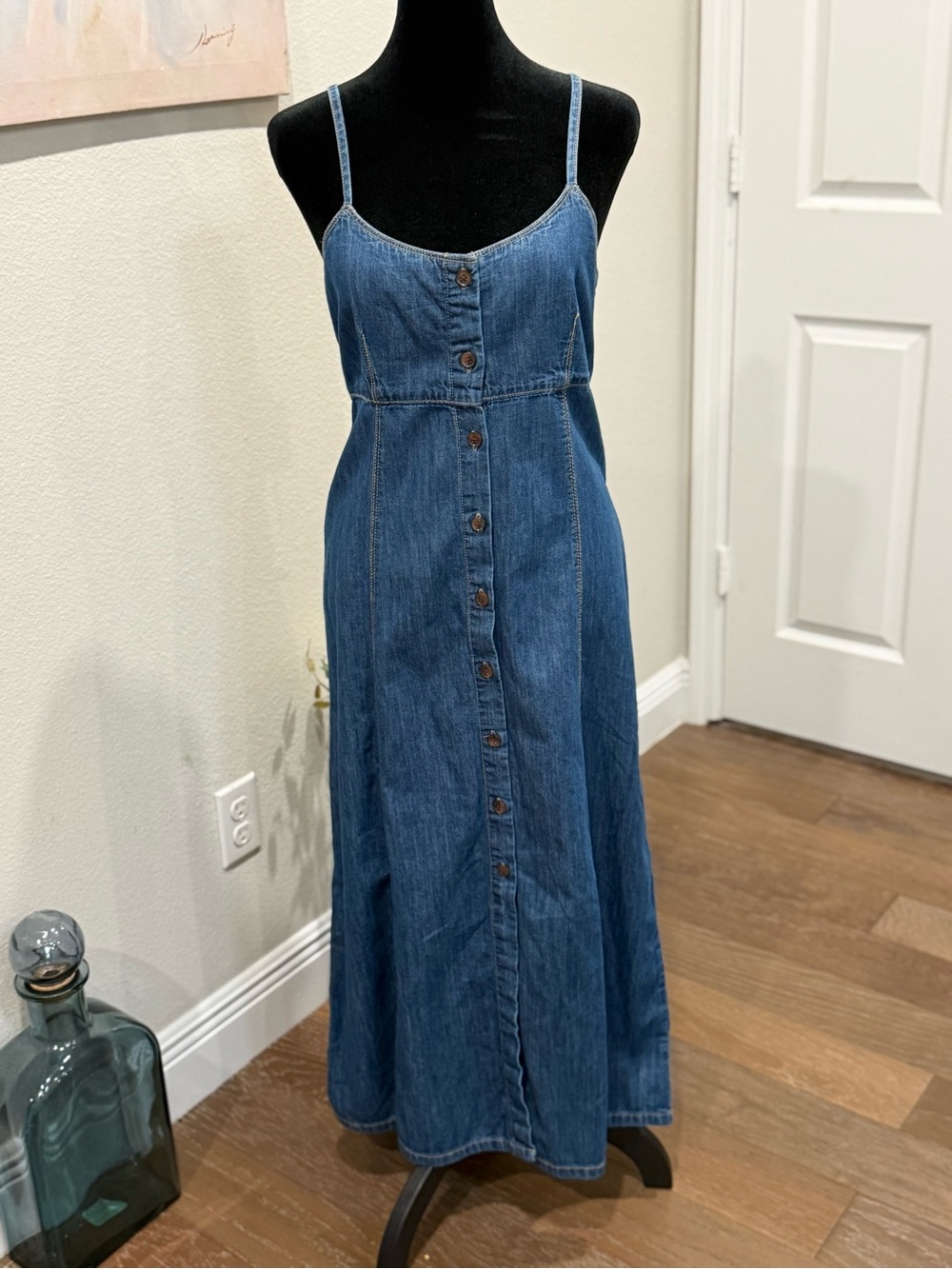 Sanctuary Women's Sweetheart Neck Wilder Spaghetti Straps Denim Dress - Picture 1 of 16